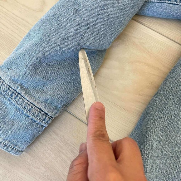 Levi Strauss & Co. Mens Denim Shirt Jacket L‎ Blue Plaid Lined Button Front - Picture 9 of 10